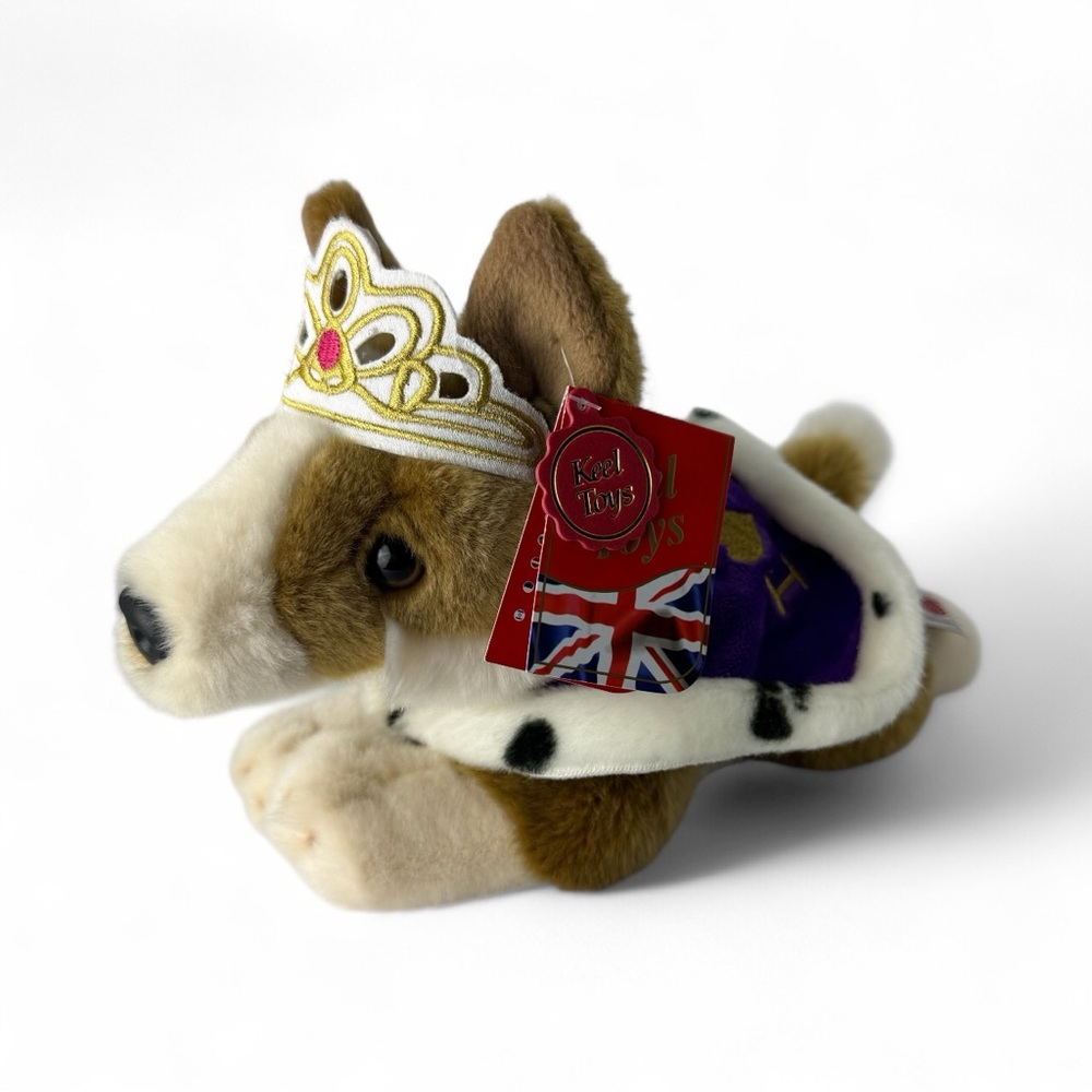 Corgi Plush Doll London Queen Wearing Cape Crown